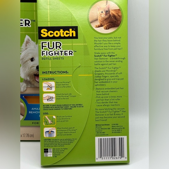 Lot of 3 Scotch Fur Fighter Refill 8 Sheets for Upholstery Pet Hair Fur - Picture 3 of 3
